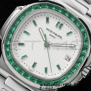 PATEK PHILIPPE Nautilus 5711 SS GRF 1:1 Best Edition White Dial Green Diamonds Bezel on SS Bracelet 324CS - Super Clone Watch | 1:1 Best Version