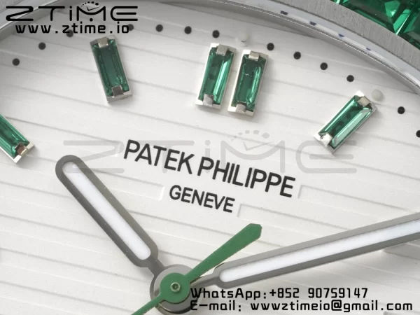 PATEK PHILIPPE Nautilus 5711 SS GRF 1:1 Best Edition White Dial Green Diamonds Bezel on SS Bracelet 324CS - Super Clone Watch | 1:1 Best Version
