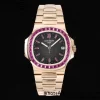 PATEK PHILIPPE Nautilus 5711 RG GRF 1:1 Best Edition グレー文字盤パープルダイヤモンドベゼル、RGブレスレット 324CS - スーパークローンウォッチ｜1:1ベストバージョン