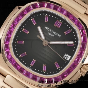 PATEK PHILIPPE Nautilus 5711 RG GRF 1:1 Best Edition グレー文字盤パープルダイヤモンドベゼル、RGブレスレット 324CS - スーパークローンウォッチ｜1:1ベストバージョン