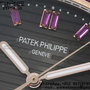PATEK PHILIPPE Nautilus 5711 RG GRF 1:1 Best Edition グレー文字盤パープルダイヤモンドベゼル、RGブレスレット 324CS - スーパークローンウォッチ｜1:1ベストバージョン
