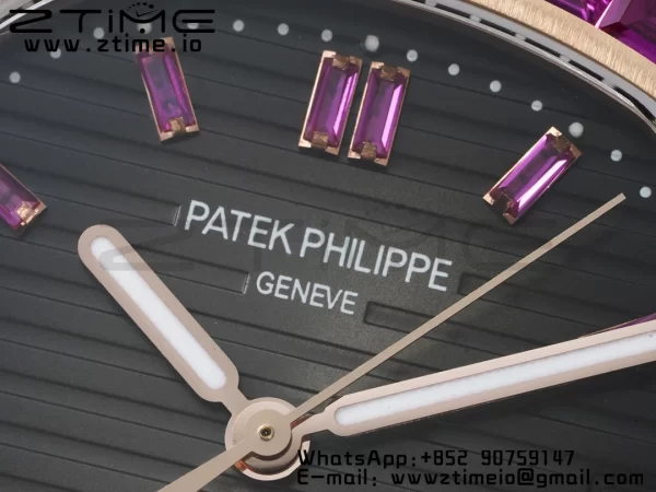 PATEK PHILIPPE Nautilus 5711 RG GRF 1:1 Best Edition グレー文字盤パープルダイヤモンドベゼル、RGブレスレット 324CS - スーパークローンウォッチ｜1:1ベストバージョン