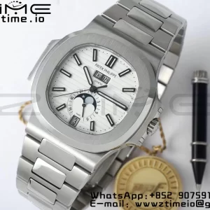 PATEK PHILIPPE Nautilus 5726 Full Function SS PPF 1:1 Best Edition White Dial on SS Bracelet A324 - Super Clone Watch | 1:1 Best Version