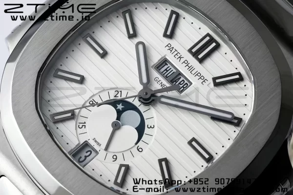 PATEK PHILIPPE Nautilus 5726 Full Function SS PPF 1:1 Best Edition White Dial on SS Bracelet A324 - Super Clone Watch | 1:1 Best Version
