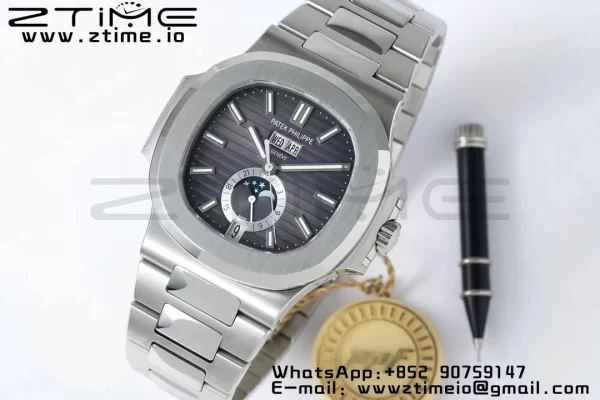 PATEK PHILIPPE Nautilus 5726 Full Function SS PPF 1:1 Best Edition Gray Dial on SS Bracelet A324 - Super Clone Watch | 1:1 Best Version