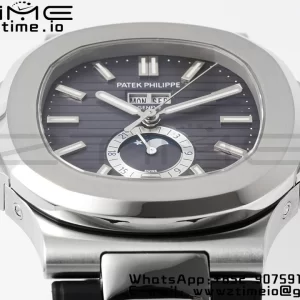 PATEK PHILIPPE Nautilus 5726 Complicated SS PPF 1:1 Best Edition Gray Textured Dial on Black Rubber Strap A324 - Super Clone Watch | 1:1 Best Version