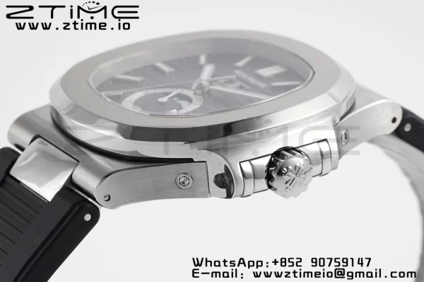 PATEK PHILIPPE Nautilus 5726 Complicated SS PPF 1:1 Best Edition Gray Textured Dial on Black Rubber Strap A324 - Super Clone Watch | 1:1 Best Version