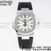 PATEK PHILIPPE Nautilus 5726 Complicated SS PPF 1:1 Best Edition White Textured Dial on Black Rubber Strap A324 - Super Clone Watch | 1:1 Best Version