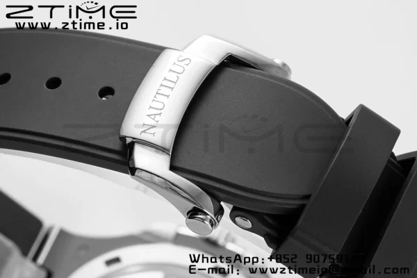 PATEK PHILIPPE Nautilus 5726 Complicated SS PPF 1:1 Best Edition White Textured Dial on Black Rubber Strap A324 - Super Clone Watch | 1:1 Best Version