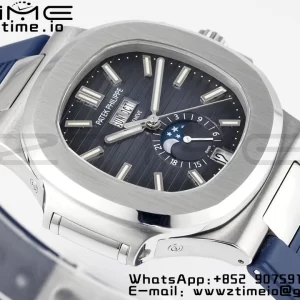 PATEK PHILIPPE Nautilus 5726 Complicated SS PPF 1:1 Best Edition Blue Textured Dial on Blue Rubber Strap A324 - Super Clone Watch | 1:1 Best Version