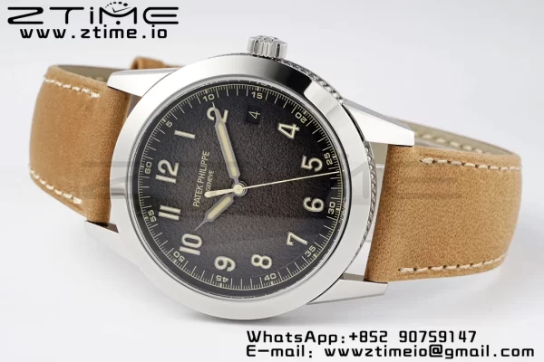 PATEK PHILIPPE Calatrava 5226G SS PPF 1:1 Best Edition Gray Rock Dial on Brown Leather Strap 330CS - Super Clone Watch | 1:1 Best Version