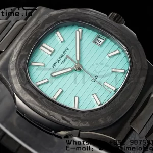 PATEK PHILIPPE Nautilus 5711 DIW Carbon DIWF 1:1 Best Edition Tiffany Blue Textured Dial on Carbon/PVD Bracelet 324CS - Super Clone Watch | 1:1 Best Version