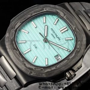 PATEK PHILIPPE Nautilus 5711 DIW Carbon DIWF 1:1 Best Edition Tiffany Blue Textured Dial on Carbon/PVD Bracelet 324CS - Super Clone Watch | 1:1 Best Version