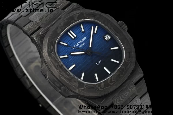 PATEK PHILIPPE Nautilus 5711 DIW Carbon DIWF 1:1 Best Edition Black/Blue Textured Dial on Carbon Bracelet 324CS - Super Clone Watch | 1:1 Best Version