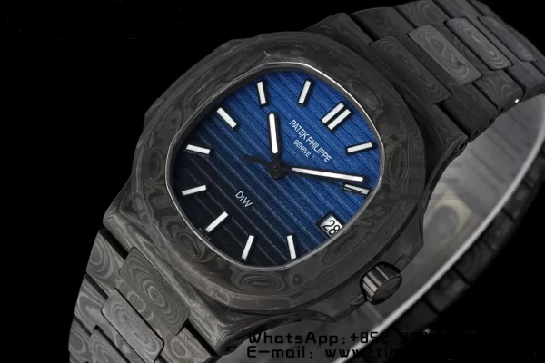 PATEK PHILIPPE Nautilus 5711 DIW Carbon DIWF 1:1 Best Edition Black/Blue Textured Dial on Carbon Bracelet 324CS - Super Clone Watch | 1:1 Best Version