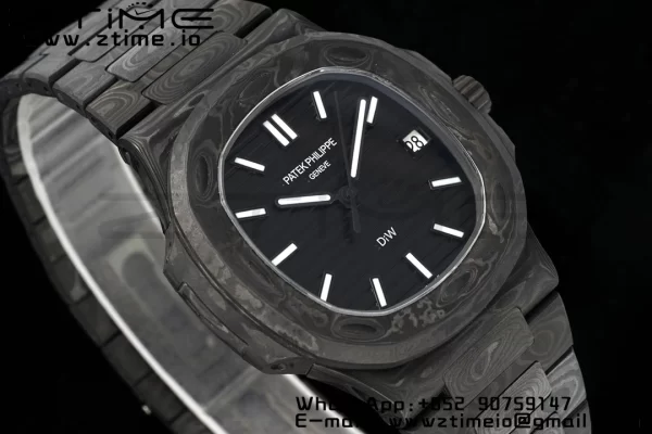 PATEK PHILIPPE Nautilus 5711 DIW Carbon DIWF 1:1 Best Edition Black Textured Dial on Carbon Bracelet 324CS - Super Clone Watch | 1:1 Best Version