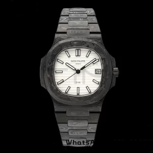 PATEK PHILIPPE Nautilus 5711 DIW Carbon DIWF 1:1 Best Edition White Textured Dial on Carbon Bracelet 324CS - Super Clone Watch | 1:1 Best Version