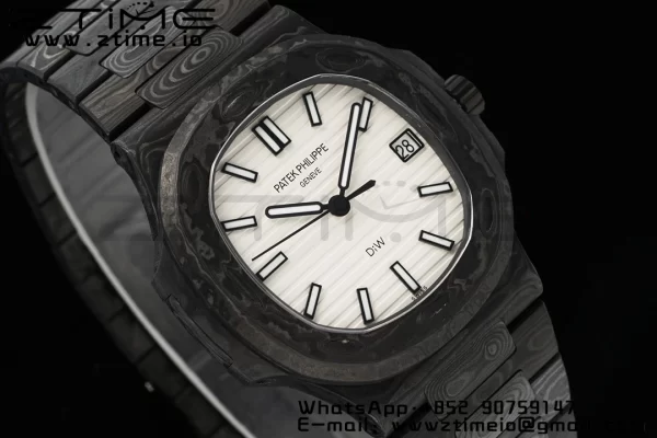 PATEK PHILIPPE Nautilus 5711 DIW Carbon DIWF 1:1 Best Edition White Textured Dial on Carbon Bracelet 324CS - Super Clone Watch | 1:1 Best Version