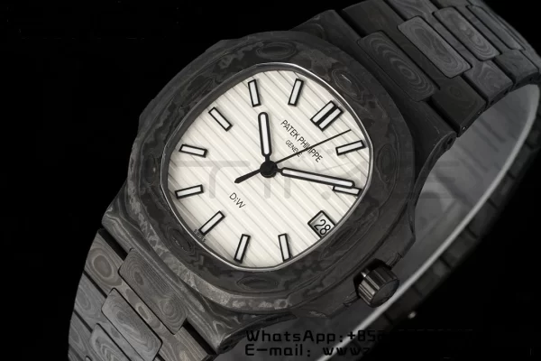 PATEK PHILIPPE Nautilus 5711 DIW Carbon DIWF 1:1 Best Edition White Textured Dial on Carbon Bracelet 324CS - Super Clone Watch | 1:1 Best Version