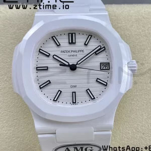 PATEK PHILIPPE AET Nautilus 5711 White Ceramic AMGF Best Edition White Dial on White Rubber Strap MIYOTA 9015 - Super Clone Watch | 1:1 Best Version