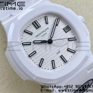 PATEK PHILIPPE AET Nautilus 5711 White Ceramic AMGF Best Edition White Dial on White Rubber Strap MIYOTA 9015 - Super Clone Watch | 1:1 Best Version