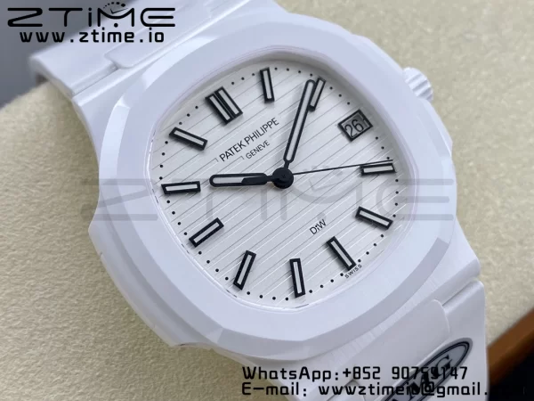 PATEK PHILIPPE AET Nautilus 5711 White Ceramic AMGF Best Edition White Dial on White Rubber Strap MIYOTA 9015 - Super Clone Watch | 1:1 Best Version
