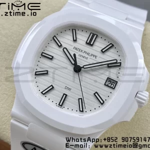 PATEK PHILIPPE AET Nautilus 5711 White Ceramic AMGF Best Edition White Dial on White Rubber Strap MIYOTA 9015 - Super Clone Watch | 1:1 Best Version