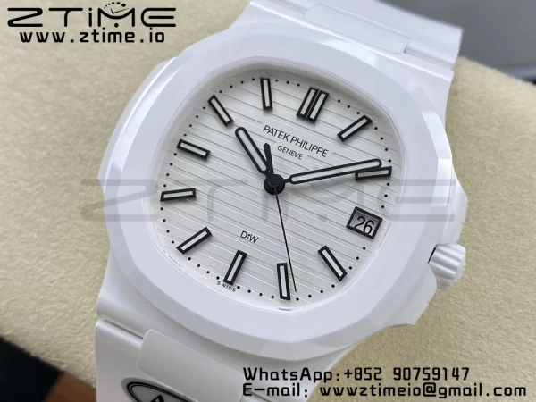 PATEK PHILIPPE AET Nautilus 5711 White Ceramic AMGF Best Edition White Dial on White Rubber Strap MIYOTA 9015 - Super Clone Watch | 1:1 Best Version