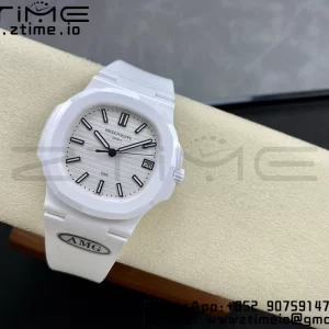 PATEK PHILIPPE AET Nautilus 5711 White Ceramic AMGF Best Edition White Dial on White Rubber Strap MIYOTA 9015 - Super Clone Watch | 1:1 Best Version