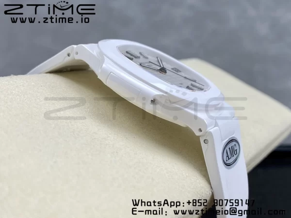 PATEK PHILIPPE AET Nautilus 5711 White Ceramic AMGF Best Edition White Dial on White Rubber Strap MIYOTA 9015 - Super Clone Watch | 1:1 Best Version