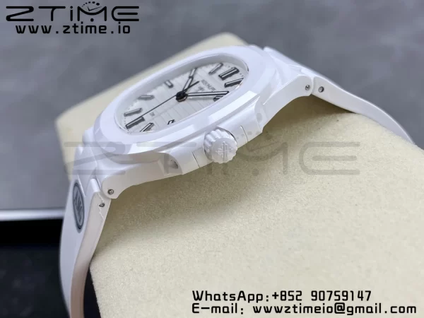 PATEK PHILIPPE AET Nautilus 5711 White Ceramic AMGF Best Edition White Dial on White Rubber Strap MIYOTA 9015 - Super Clone Watch | 1:1 Best Version