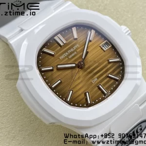 PATEK PHILIPPE AET Nautilus 5711 White Ceramic AMGF Best Edition Brown Dial on White Rubber Strap MIYOTA 9015 - Super Clone Watch | 1:1 Best Version