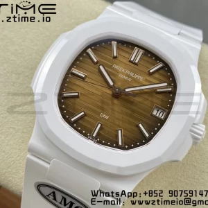 PATEK PHILIPPE AET Nautilus 5711 White Ceramic AMGF Best Edition Brown Dial on White Rubber Strap MIYOTA 9015 - Super Clone Watch | 1:1 Best Version