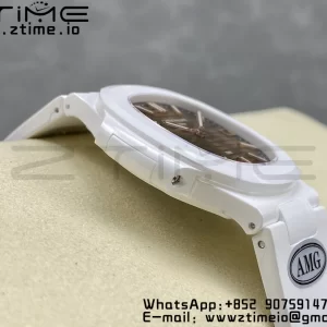 PATEK PHILIPPE AET Nautilus 5711 White Ceramic AMGF Best Edition Brown Dial on White Rubber Strap MIYOTA 9015 - Super Clone Watch | 1:1 Best Version