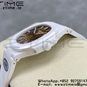 PATEK PHILIPPE AET Nautilus 5711 White Ceramic AMGF Best Edition Brown Dial on White Rubber Strap MIYOTA 9015 - Super Clone Watch | 1:1 Best Version