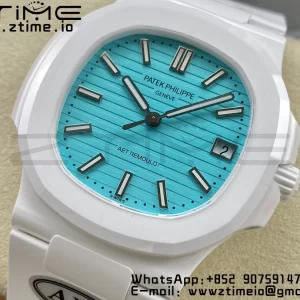PATEK PHILIPPE AET Nautilus 5711 ホワイトセラミック AMGF ベストエディション ティファニーブルー文字盤 ホワイトラバーストラップ MIYOTA 9015 - スーパークローンウォッチ｜1:1 ベストバージョン