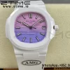 PATEK PHILIPPE AET Nautilus 5711 ホワイトセラミック AMGF ベストエディション パープル/ピンクダイアル ホワイトラバーストラップ MIYOTA 9015 - スーパークローンウォッチ｜1:1 ベストバージョン