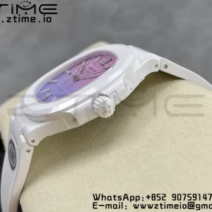 PATEK PHILIPPE AET Nautilus 5711 White Ceramic AMGF Best Edition Purple/Pink Dial on White Rubber Strap MIYOTA 9015 - Super Clone Watch | 1:1 Best Version