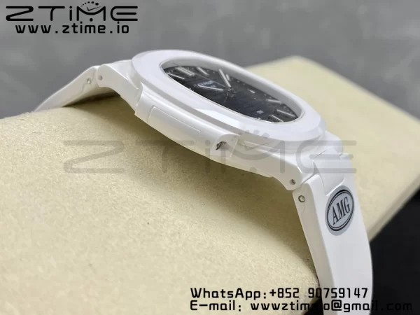PATEK PHILIPPE AET Nautilus 5711 Λευκό Κεραμικό AMGF Best Edition Μπλε καντράν σε λευκό καουτσούκ λουράκι MIYOTA 9015 - Super Clone Watch | 1:1 Best Version