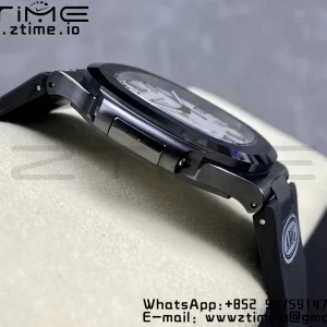 PATEK PHILIPPE AET Nautilus 5711 Μαύρο κεραμικό AMGF Best Edition Λευκό καντράν σε μαύρο λουράκι από καουτσούκ MIYOTA 9015 - Super Clone Watch | 1:1 Best Version