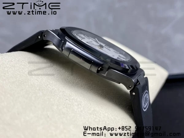 PATEK PHILIPPE AET Nautilus 5711 Μαύρο κεραμικό AMGF Best Edition Λευκό καντράν σε μαύρο λουράκι από καουτσούκ MIYOTA 9015 - Super Clone Watch | 1:1 Best Version