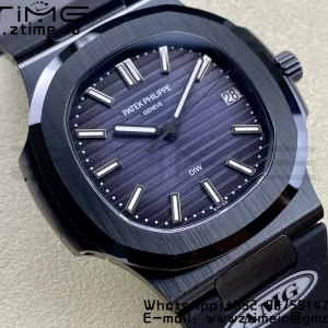 PATEK PHILIPPE AET ノーチラス 5711 ブラックセラミック AMGF ベストエディション ブルーダイアル ブラックラバーストラップ MIYOTA 9015 - スーパークローンウォッチ｜1:1 ベストバージョン