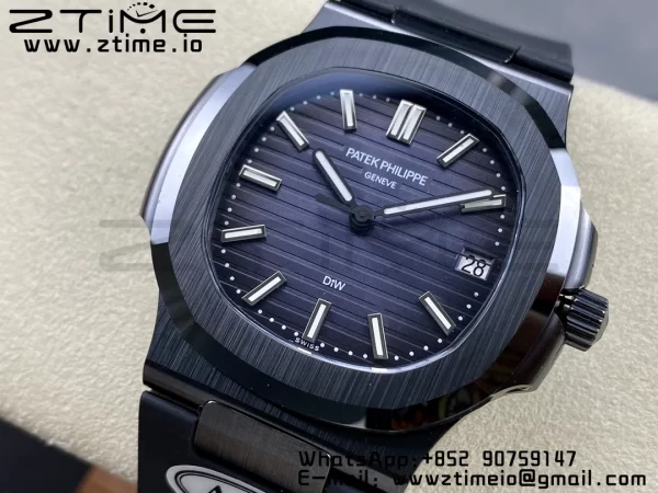 PATEK PHILIPPE AET ノーチラス 5711 ブラックセラミック AMGF ベストエディション ブルーダイアル ブラックラバーストラップ MIYOTA 9015 - スーパークローンウォッチ｜1:1 ベストバージョン