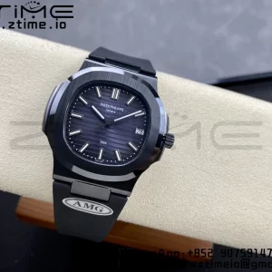 PATEK PHILIPPE AET ノーチラス 5711 ブラックセラミック AMGF ベストエディション ブルーダイアル ブラックラバーストラップ MIYOTA 9015 - スーパークローンウォッチ｜1:1 ベストバージョン