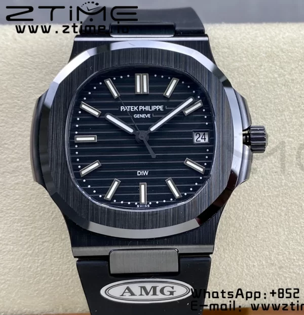 PATEK PHILIPPE AET Nautilus 5711 Μαύρο κεραμικό AMGF Best Edition Μαύρο καντράν σε μαύρο λουράκι από καουτσούκ MIYOTA 9015 - Super Clone Watch | 1:1 Best Version