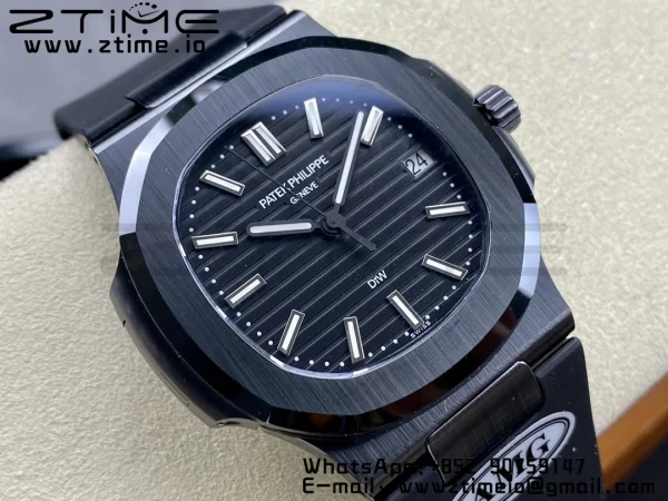 PATEK PHILIPPE AET Nautilus 5711 Μαύρο κεραμικό AMGF Best Edition Μαύρο καντράν σε μαύρο λουράκι από καουτσούκ MIYOTA 9015 - Super Clone Watch | 1:1 Best Version