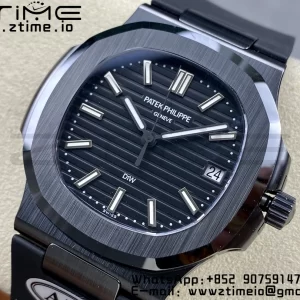PATEK PHILIPPE AET Nautilus 5711 Μαύρο κεραμικό AMGF Best Edition Μαύρο καντράν σε μαύρο λουράκι από καουτσούκ MIYOTA 9015 - Super Clone Watch | 1:1 Best Version