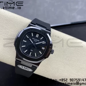 PATEK PHILIPPE AET Nautilus 5711 Μαύρο κεραμικό AMGF Best Edition Μαύρο καντράν σε μαύρο λουράκι από καουτσούκ MIYOTA 9015 - Super Clone Watch | 1:1 Best Version