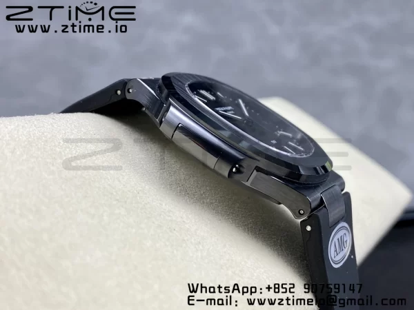 PATEK PHILIPPE AET Nautilus 5711 Μαύρο κεραμικό AMGF Best Edition Μαύρο καντράν σε μαύρο λουράκι από καουτσούκ MIYOTA 9015 - Super Clone Watch | 1:1 Best Version