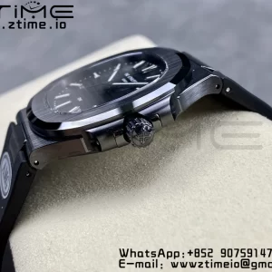 PATEK PHILIPPE AET Nautilus 5711 Μαύρο κεραμικό AMGF Best Edition Μαύρο καντράν σε μαύρο λουράκι από καουτσούκ MIYOTA 9015 - Super Clone Watch | 1:1 Best Version